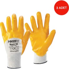 Sgs Nitril Kaplı Pamuk Eldiven 3’lü Paket Iş Eldiveni Mekanik Koruma EN388