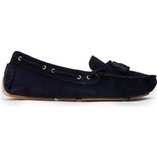 Deery Kadın Hakiki Süet Lacivert Püsküllü Loafer - DL506ZLCVC01