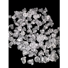 Major Hobi Silikon Küpe Arkası Tıpa Şeffaf Küpe Sabitleyici Plastik Küpe Aparatı - 100 Adet