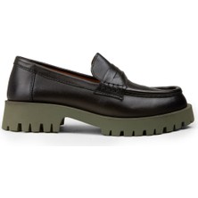 Deery Kadın Yeşil Hakiki Deri Loafer Ayakkabı - 02034ZYSLC01