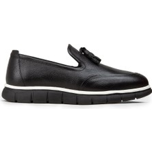 Deery Erkek Hakiki Deri Siyah Püsküllü Loafer - 02048MSYHE02