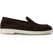 Deery Kadın Hakiki Süet Kahverengi Loafer Ayakkabı - 02039ZKHVC01