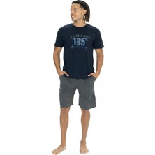 U.s Polo Assn. 18884 Erkek Şort Pijama Takımı Lacivert Pamuklu Rahat Desenli Tasarım