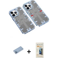 Marsilyan™- iPhone 13 Pro Max Kılıf Ufuk Doku Prime - Siyah 6d Mat Seramik Hayalet Nano Ekran Koruyucu + Mavi Shine Kamera Lens Koruma Cam