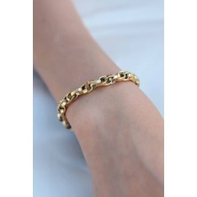 Pazarcan Gold Renk Çelik Zincir Kadın Bileklik