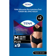Tena Silhouette Plus Kadınlara Özel Yüksek Bel Emici Külot Siyah M 9'lu 2 Paket (18 Adet)