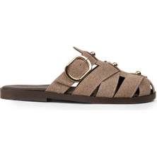 Deery Kadın Vizon Rengi Süet Terlik - K0021ZVZNM01