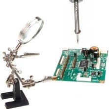 Özgürce Lehimleme ve Mikroskop Çalışmaları Için 5x Büyüteçli Robot Kollu Sabitleme Standaşı