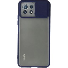 İntora 11 Lite Kılıf Palm Buzlu Kamera Sürgülü Silikon - Lacivert