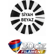 3D Çiz Pla 3D Kalem Filament Pla Siyah Beyaz Renk (10X2 Metre) 20 Metre Pla Filament