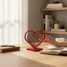 Major Hobi Kalpli Dekoratif Biblo – Modern Kırmızı Kalp Masa Süsü