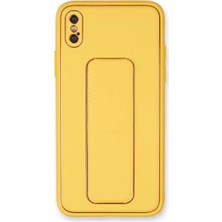 İntora Iphone Xs Kılıf Coco Deri Standlı Kapak - Sarı