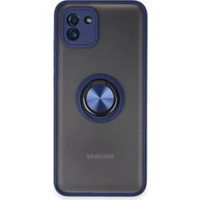 İntora Galaxy A03 Kılıf Montreal Yüzüklü Silikon Kapak - Lacivert