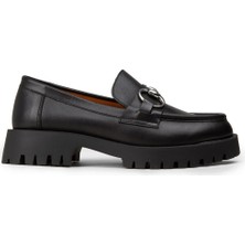 Deery Kadın Hakiki Deri Siyah Tokalı Loafer - 02037ZSYHE01