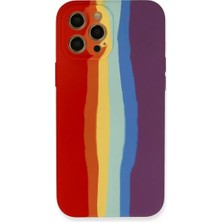 İntora Iphone 12 Kılıf Ebruli Lansman Silikon - Kırmızı-Mor
