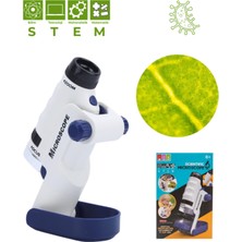 Özgürce Taşınabilir Işıklı Çocuk Mikroskobu 60X 120X Stem Eğitim ve Keşif Seti