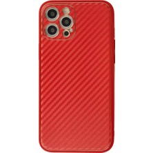 İntora Iphone 12 Kılıf Coco Karbon Silikon - Kırmızı