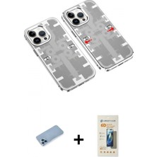 Marsilyan™- iPhone 13 Pro Max Kılıf Ufuk Doku Prime - Siyah 6d Mat Seramik Hayalet Nano Ekran Koruyucu + Mavi Shine Kamera Lens Koruma Cam