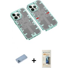Marsilyan™- iPhone 13 Pro Max Kılıf Ufuk Doku Prime - Siyah 6d Mat Seramik Hayalet Nano Ekran Koruyucu + Mavi Shine Kamera Lens Koruma Cam