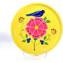Dedemin Emayeleri Tepsi Sarı Kuşlu (26 Cm)