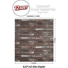 Brano 70X77 cm Kendinden Yapışkanlı Kabartmalı, Koyu Kahve Kiremit Desenli Duvar Kaplama