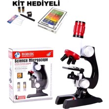 Özgürce Eğitici Mikroskop Seti 100X-400X-1200X Zoom LED Işıklı ve 12 Biyolojik Örnek