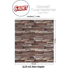 Brano 70X77 cm Kendinden Yapışkanlı Kabartmalı, Açık Kahve Kiremit Desenli Duvar Kaplama