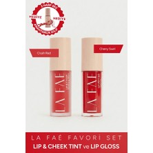 LA FAE BEAUTE  Dudak Bakım Seti Dudak Parlatıcısı+Allık Ruj Göz Farı Nemlendirici Besleyici Crush Red+Cherry Swirl