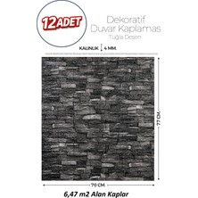 Brano 70X77 cm Kendinden Yapışkanlı Kabartmalı, Gri Kiremit Desenli Duvar Kaplama