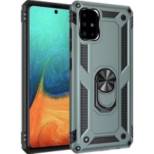İntora Galaxy A71 Kılıf Sofya Yüzüklü Silikon Kapak - Yeşil