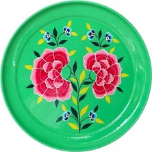 Dedemin Emayeleri Tepsi Yeşil Çiçekli (26 Cm)