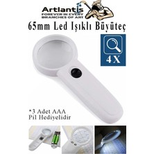Özgürce LED Işıklı 65MM Büyüteç, 4x Büyütme, Taşınabilir El Tipi, Optik Lens