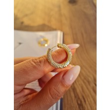 Xuping Jewelry Zirkon Taşlı Altın Kaplama Çelik Halka Küpe – Suya Dayanıklı