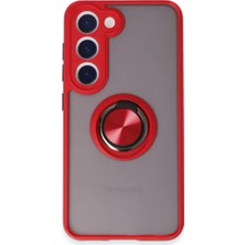 İntora Galaxy S23 Kılıf Montreal Yüzüklü Silikon Kapak - Kırmızı