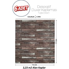 Brano 70X77 cm Kendinden Yapışkanlı Kabartmalı, Koyu Kahve Kiremit Desenli Duvar Kaplama