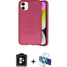 Marsilyan™- iPhone 11 Kılıf Ufuk Serisi - Siyah 3D Antistatik Cam Ekran Koruyucu + Yeşil Pvd Metal Kamera Lens