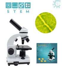 Özgürce LED Işıklı Monoküler Mikroskop Seti 40X-640X Öğrenci ve Hobi Kiti