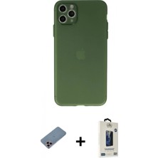 Marsilyan™- iPhone 11 Pro Max Kılıf Atlas Minimal Prime - Siyah Bilvis Hayalet Cam Ekran Koruyucu + Pembe Shine Kamera Lens Koruma Cam