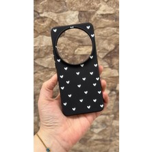 Vip Case Mi 15 Ultra Uyumlu Mini Beyaz Kalp Desenli Silikon Darbe Emici Klasik Korumalı Rubber Kılıf