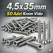Akpınar Krom Vida 4.5X35MM 50 Adet Paslanmaz Inox Vida