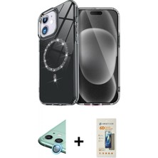 Marsilyan™- iPhone 11 Kılıf Kıvılcım Form Prime - Siyah 6d Mat Seramik Hayalet Nano Ekran Koruyucu + Mavi Raze Metal Kamera Lens