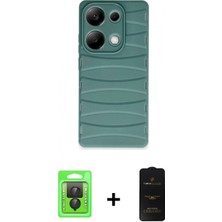 Marsilyan™- Redmi Note 13 Pro 4g Kılıf Doruk Form Serisi - Siyah 6d Antistatik Mat Seramik Hayalet Nano Ekran Koruyucu + Siyah Raze Metal Kamera Lens