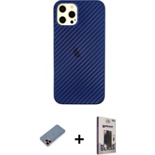 Marsilyan™- iPhone 12 Pro Max Kılıf Nova Çizgi - Siyah Bilvis Hayalet Cam Ekran Koruyucu + Kırmızı Metal Kamera Lens Koruma Cam