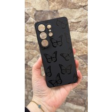Vip Case Samsung Galaxy S26 Ultra Uyumlu Siyah Kelebek Desenli Silikon Darbe Emici Klasik Korumalı Kılıf