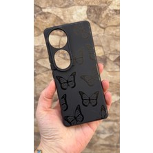 Vip Case Vivo V40 Uyumlu Siyah Kelebek Desenli Silikon Darbe Emici Klasik Korumalı Rubber Kılıf