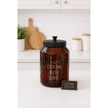 Metal Kapaklı Cam Çok Amaçlı Erzak Kavanozu Amber 4000 ml ( 4 Lt)