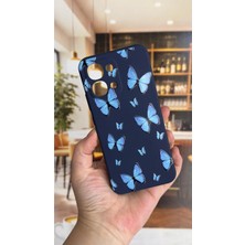 Vip Case Oppo A6 Pro Uyumlu Mavi Kelebek Desenli Silikon Darbe Emici Klasik Korumalı Rubber Kılıf