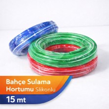 Gümüş 15 Metre 1/2 Inç Silikonlu Bahçe Hortumu Süper Esnek Kırılmaz Dayanıklı
