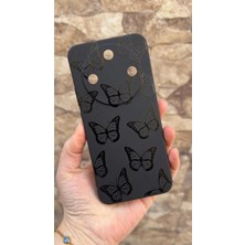 Vip Case Honor Magic 8 Lite Uyumlu Siyah Kelebek Desenli Silikon Darbe Emici Klasik Korumalı Rubber Kılıf