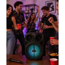 Marsilyan Kablosuz Karaoke Hoparlör Mikrofonlu Rgb Işıklı 6.5 Inç Bluetooth Speaker Taşınabilir